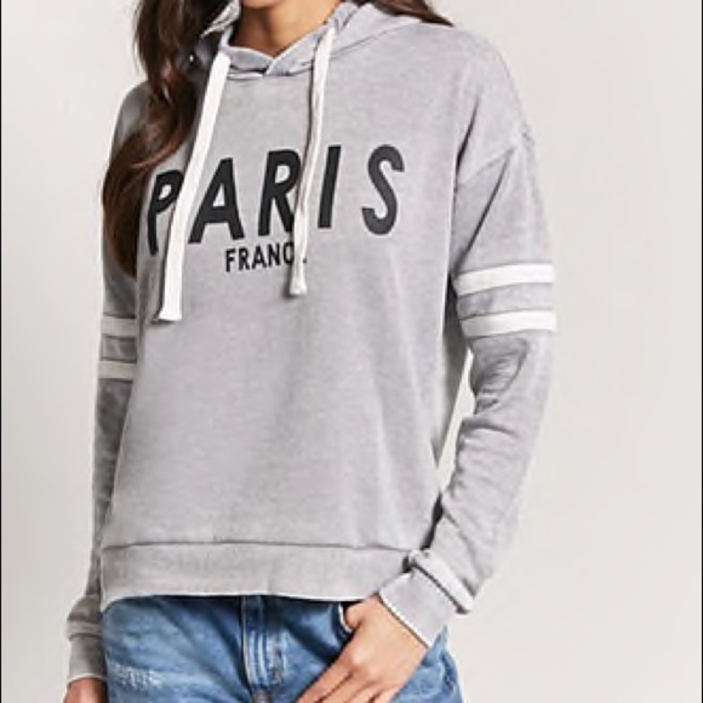 Grey Forever 21 PARIS Hoodie